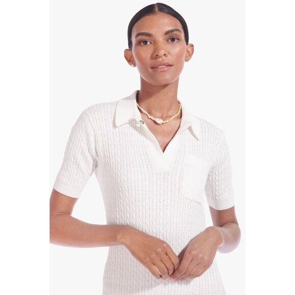 Staud Cecily Open-Back Cable-Knit Maxi Dress White Rainbow Eyelet Detail Medium - Picture 5 of 16